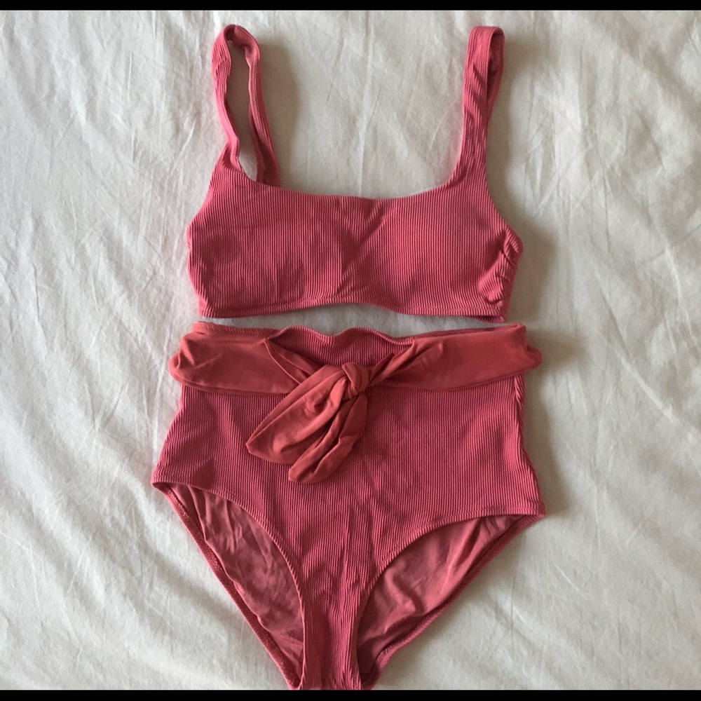 Aerie Ribbed High Wasted Bikini Set